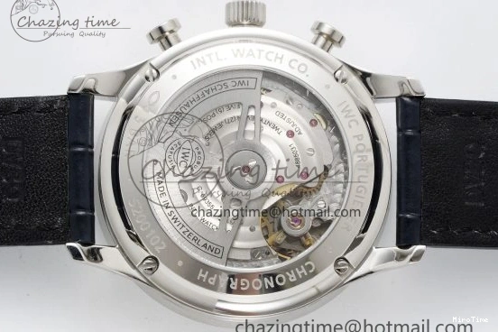 MIROTIME 0408 Portuguese Chrono IW3716 RSF 1:1 Best Edition Blue Dial on Black Leather Strap A RelaxedFit 7045